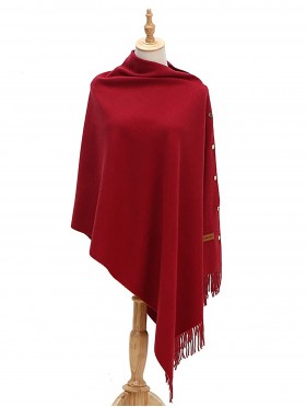 Cashmere Feeling Shawl w/ Openable Button Details